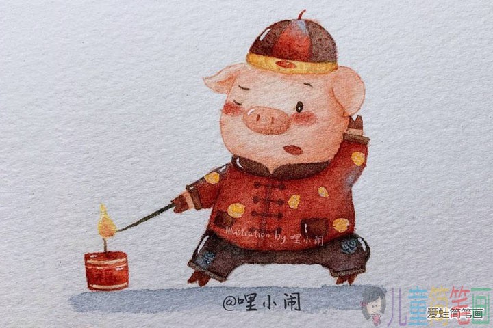 2019关于猪年年画的简笔画图片