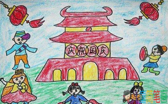 简单漂亮的幼儿园中班国庆节画画作品