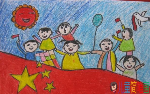 简单漂亮的幼儿园中班国庆节画画作品