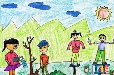 关于植树节儿童画图片大全 快乐的植树节的画简单又漂亮