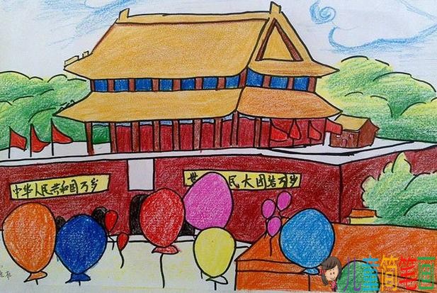 简单漂亮的幼儿园中班国庆节画画作品
