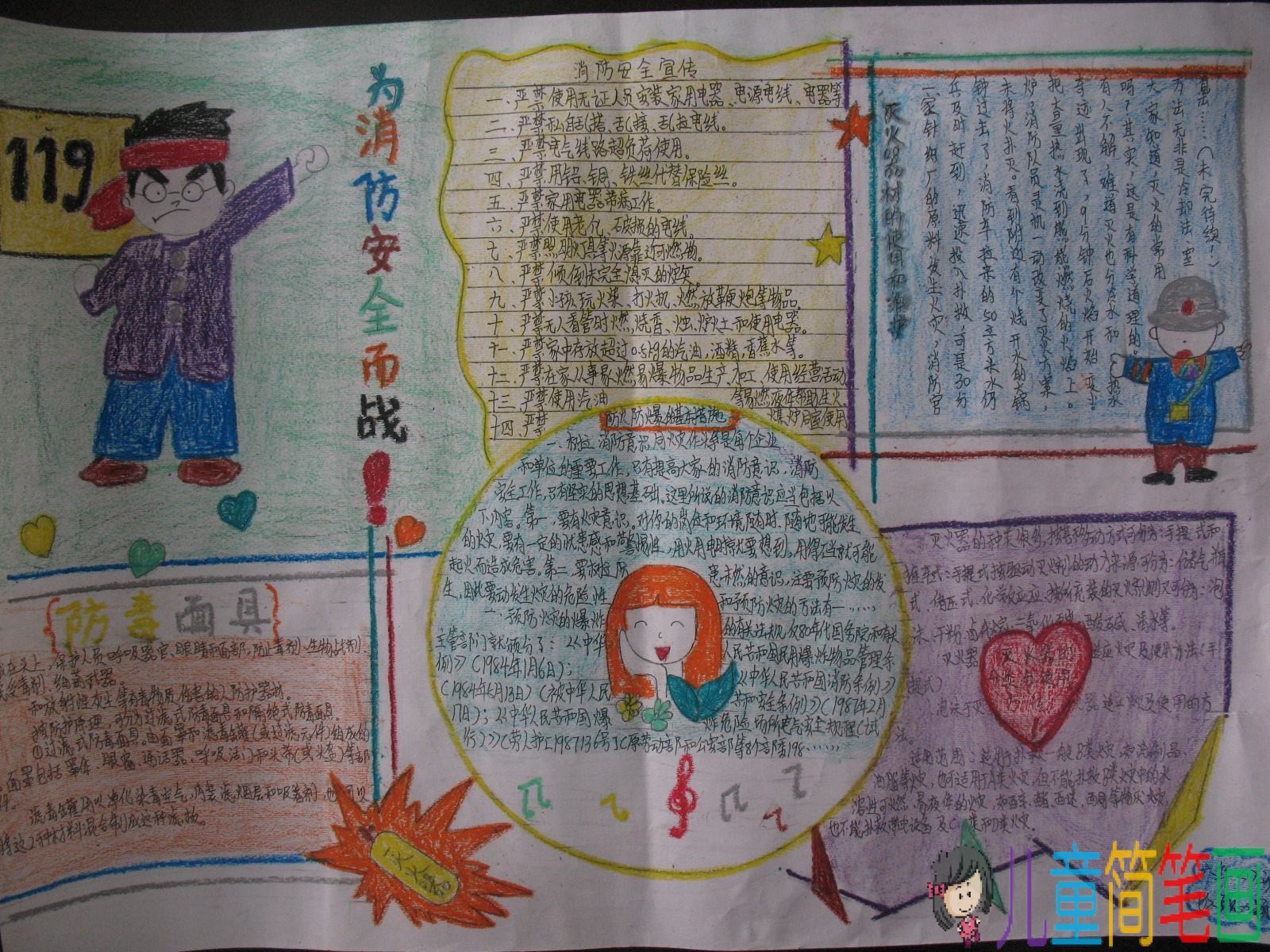 安全在心中，防火知识宣传手抄报图片
