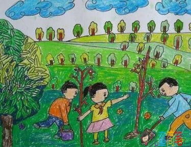 关于植树节儿童画图片大全 快乐的植树节的画简单又漂亮