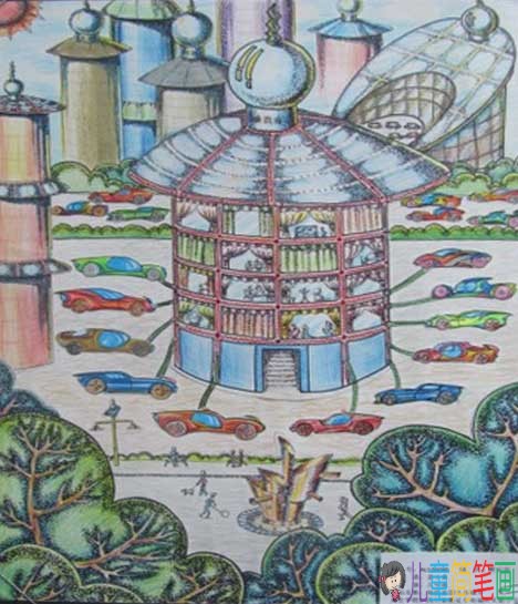 未来世界科幻画_未来城市儿童画