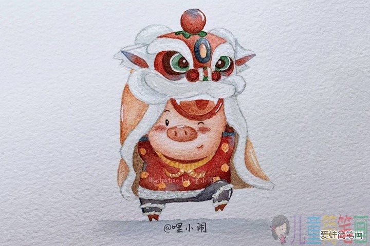 2019关于猪年年画的简笔画图片