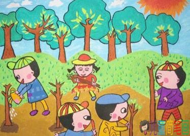 关于植树节儿童画图片大全 快乐的植树节的画简单又漂亮