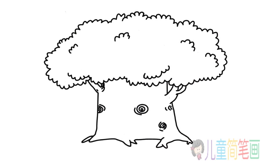 绿色的大榕树简笔画画法