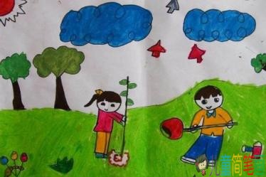 关于植树节儿童画图片大全 快乐的植树节的画简单又漂亮