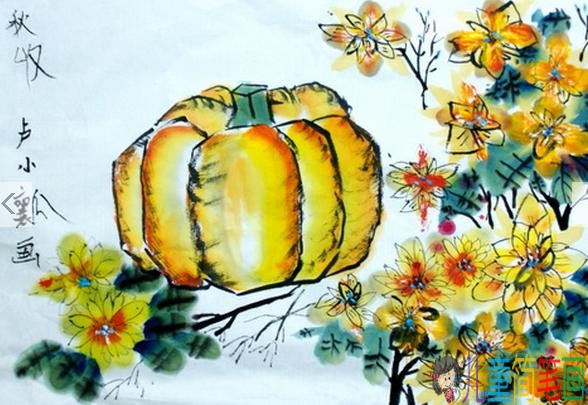 以秋天为主题儿童画，收获的季节儿童画图片