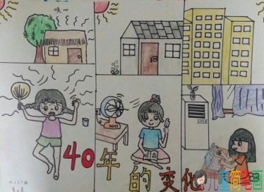 纪念改革开放40周年主题儿童画图片