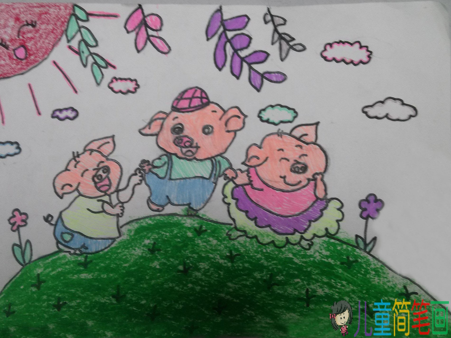 爱运动的小猪-猪之歌小猪儿童画