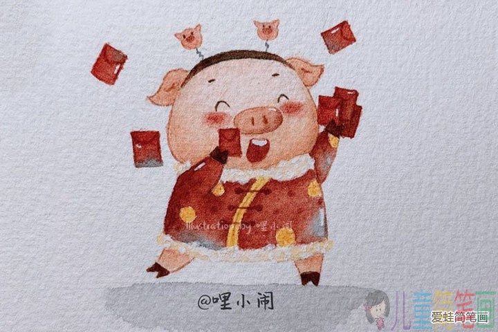 2019关于猪年年画的简笔画图片