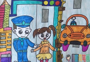 关于文明交通儿童绘画图片