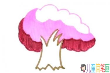 漂亮的卡通樱花树简笔画画法步骤