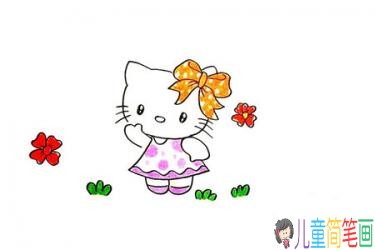 卡通凯蒂猫彩色简笔画教程