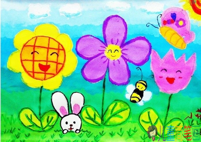 春天来了为主题儿童画作品