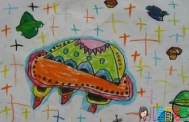 科幻儿童画怎么画，关于飞碟的儿童画