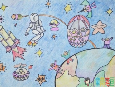 关于宇宙太空的儿童画