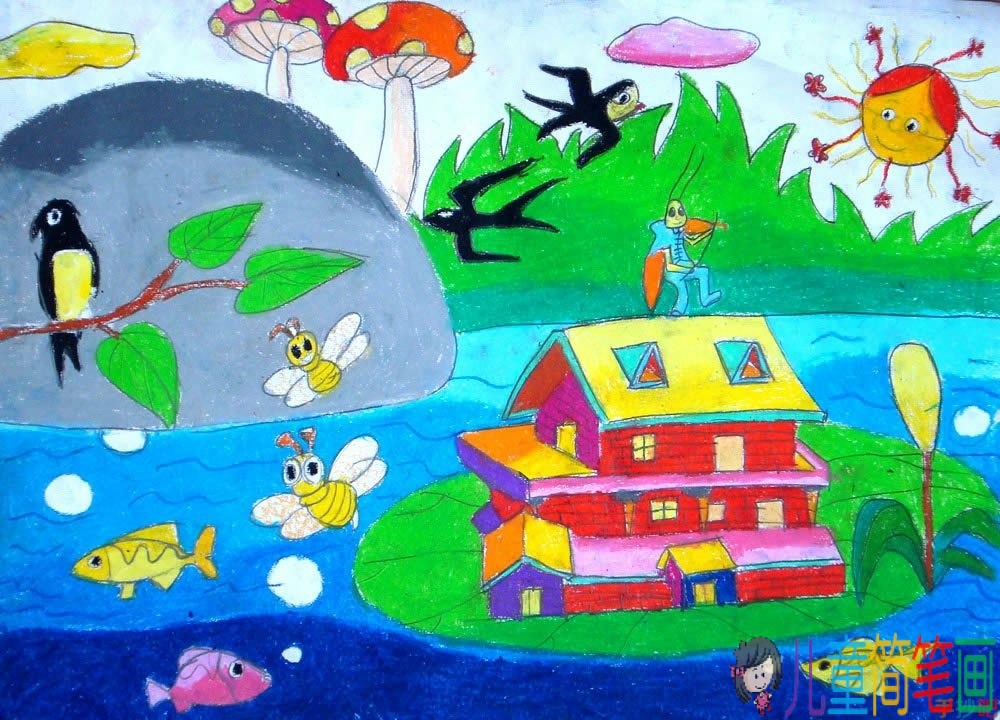 春天来了为主题儿童画作品