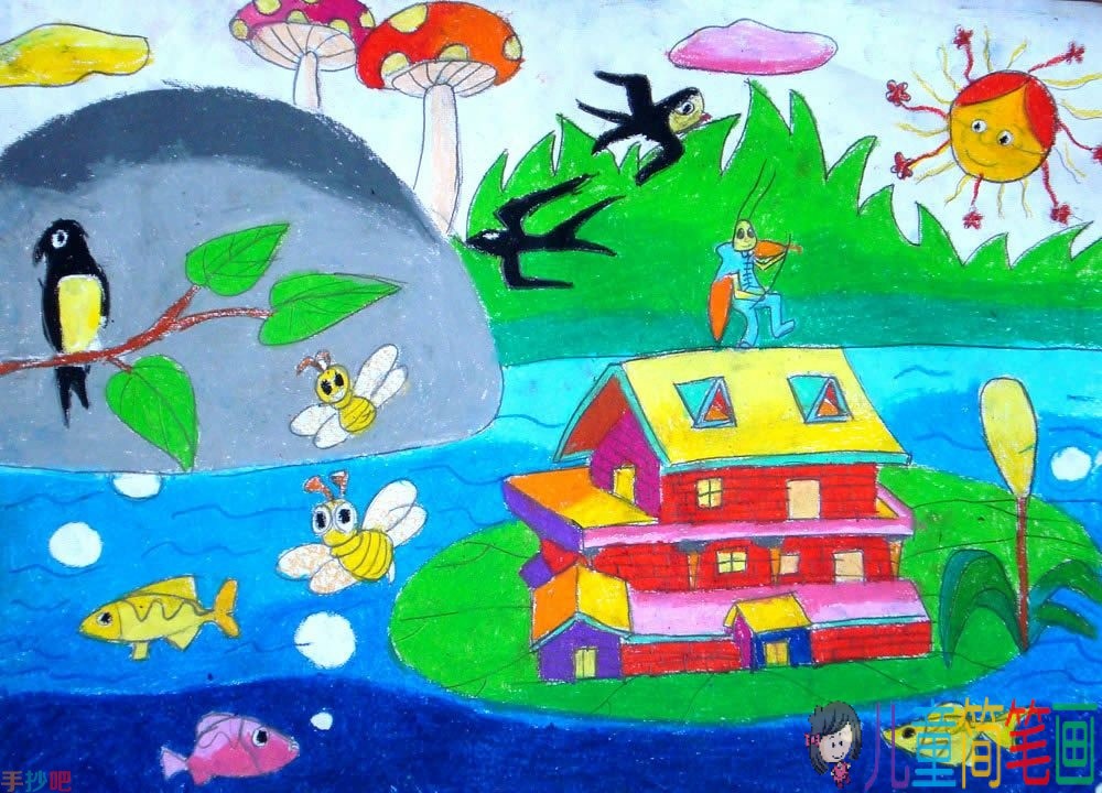 春天来了为主题儿童画作品