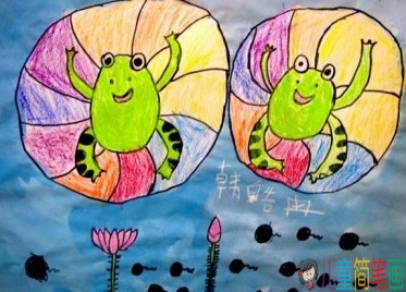 池塘里的小青蛙儿童画图片大全