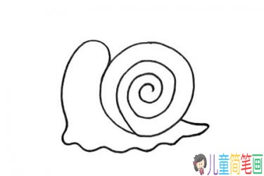 慢吞吞的蜗牛卡通彩色简笔画画法步骤