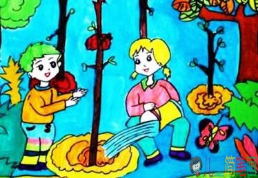 关于植树节的儿童画图片大全