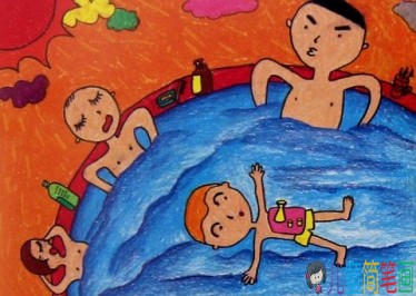 2019夏天沙滩儿童画图片