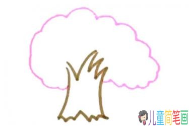 漂亮的卡通樱花树简笔画画法步骤