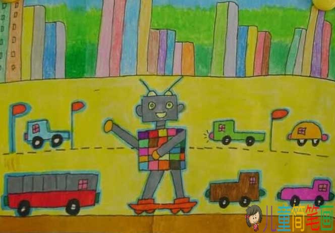 关于未来的科幻儿童画作品图片