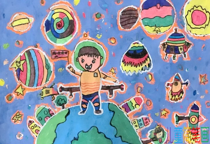 飞向太空科幻儿童画