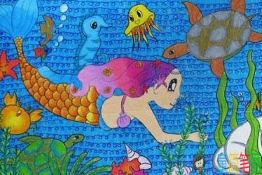 儿童画关于美人鱼的图片