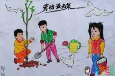 以劳动为主题的五一劳动节儿童画有哪些
