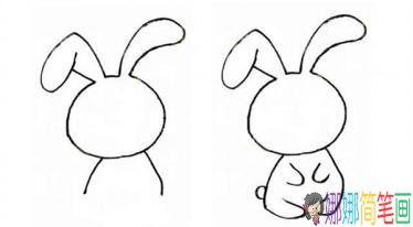 粉红小兔子简笔画1 彩色的小兔子简笔画画法