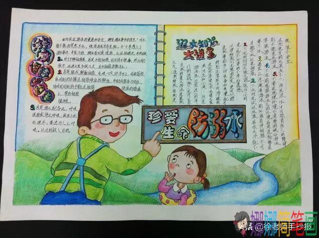 注意游泳安全！防溺水主题手抄报图片