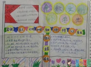 争做文明好少年，四年级小学生手抄报简单