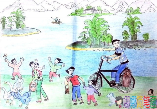 我美丽的家乡，风景儿童画图片作品