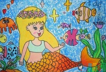 儿童画关于美人鱼的图片