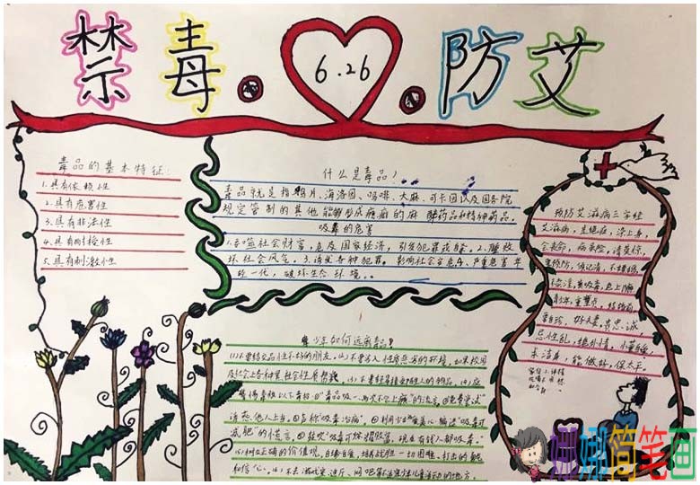 珍爱生命远离毒品主题手抄报作品图片 向毒品说不