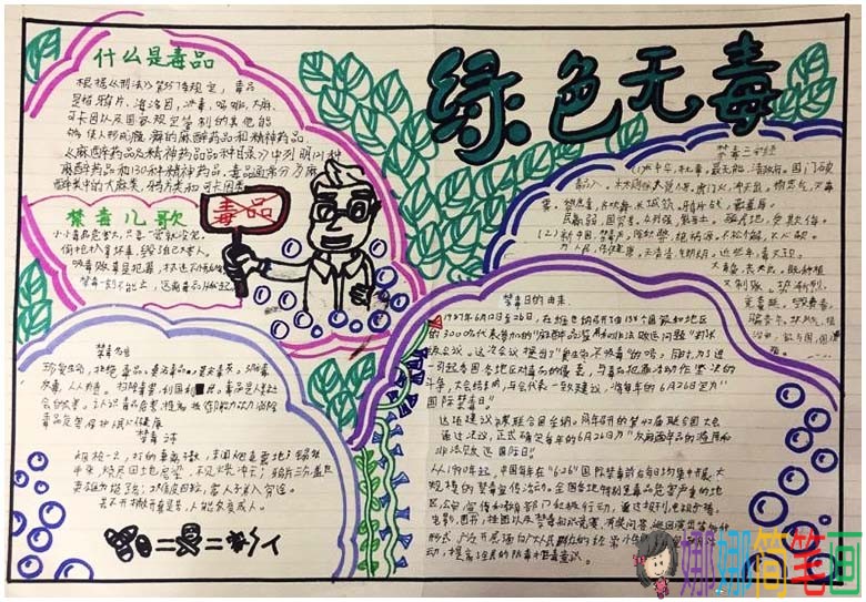 珍爱生命远离毒品主题手抄报作品图片 向毒品说不