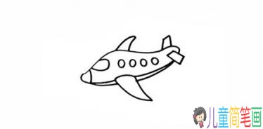 飞机翱翔天空的彩色简笔画画法