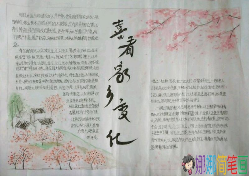 细看家乡新变化，改革开放40周年主题手抄报