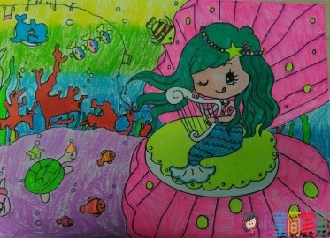 儿童画关于美人鱼的图片