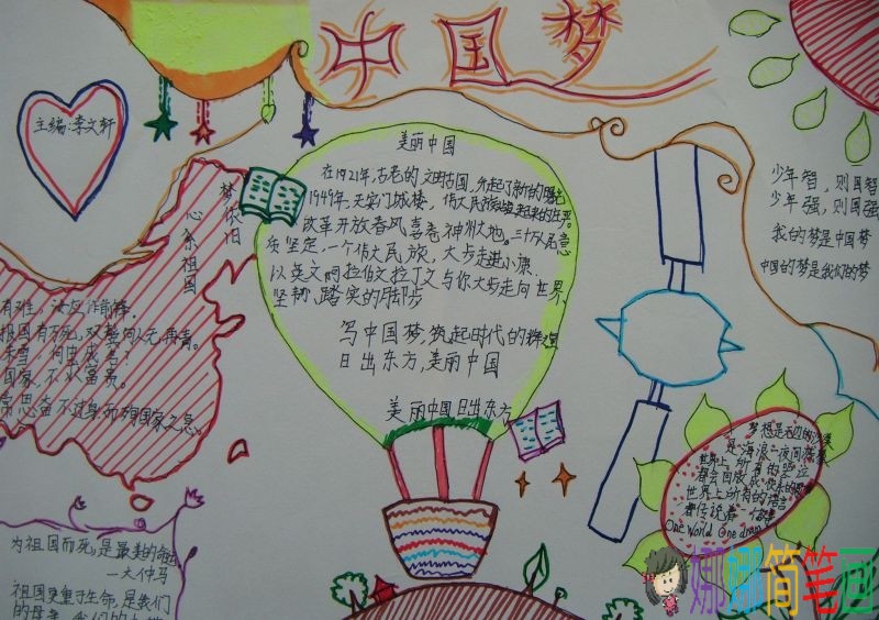 共同实现中华民族伟大复兴梦手抄报图片/儿童简笔画 共同实现中华民族伟大复兴梦手抄报图片