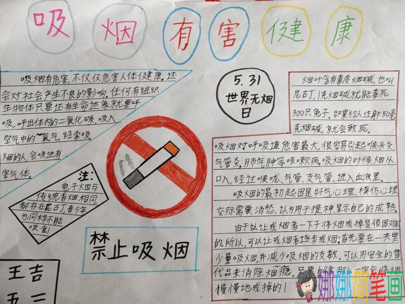 5月31日世界无烟日手抄报/儿童简笔画 5月31日世界无烟日手抄报