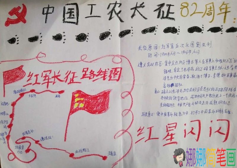 纪念长征胜利82周年，学习《中国工农红军长征》手抄报