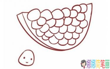 彩色石榴简笔画的画法步骤