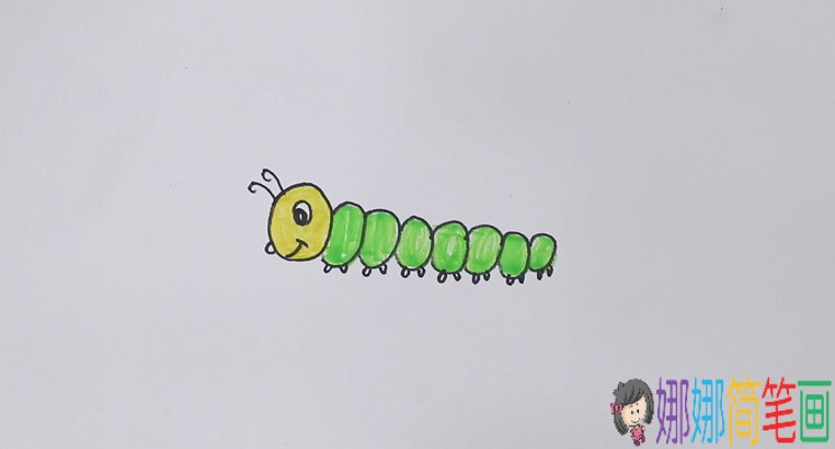 卡通毛毛虫简笔画画法步骤