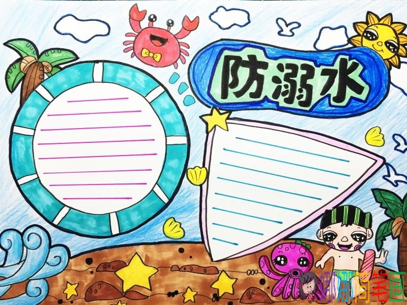 2019防溺水手抄报模板简单漂亮，远离危险水域