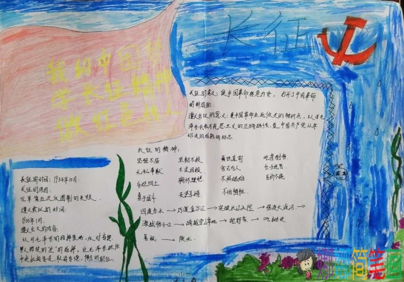 纪念长征胜利82周年，学习《中国工农红军长征》手抄报